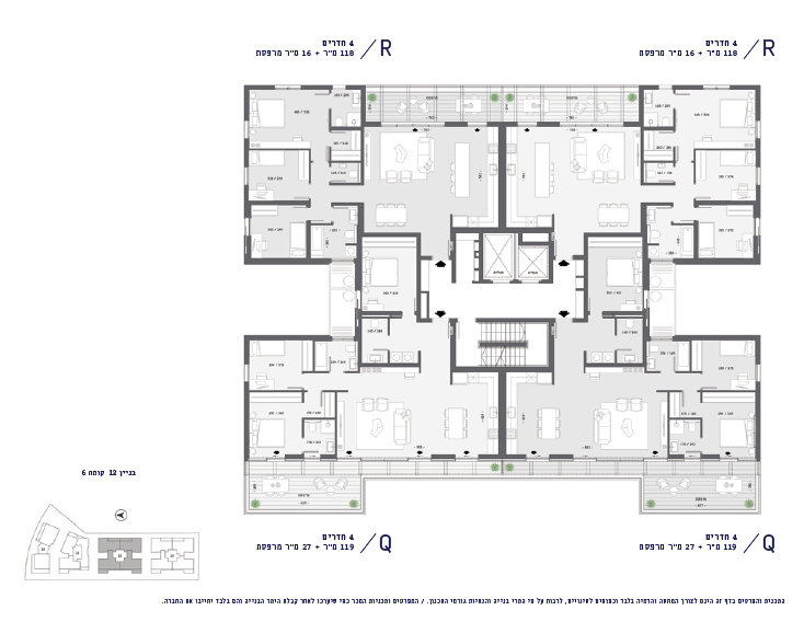 תכנית דירה - בניין 12, קומה 6