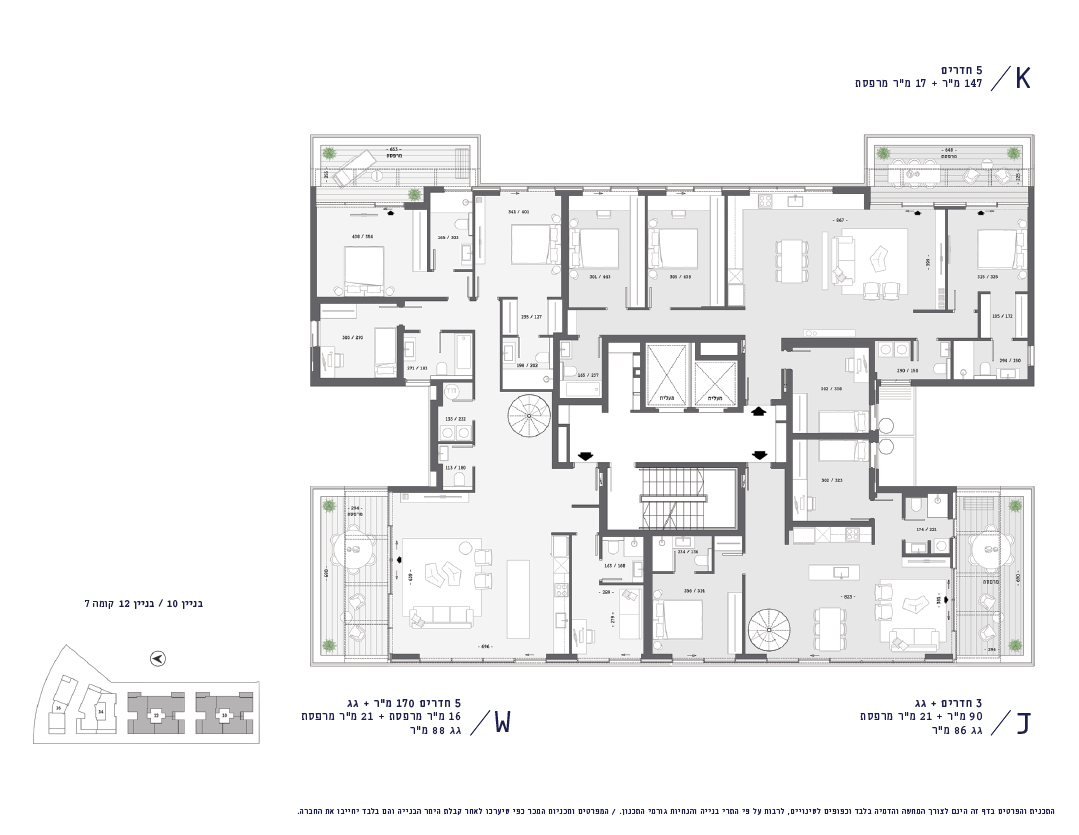 תכנית דירה - בניין 10, קומה 7