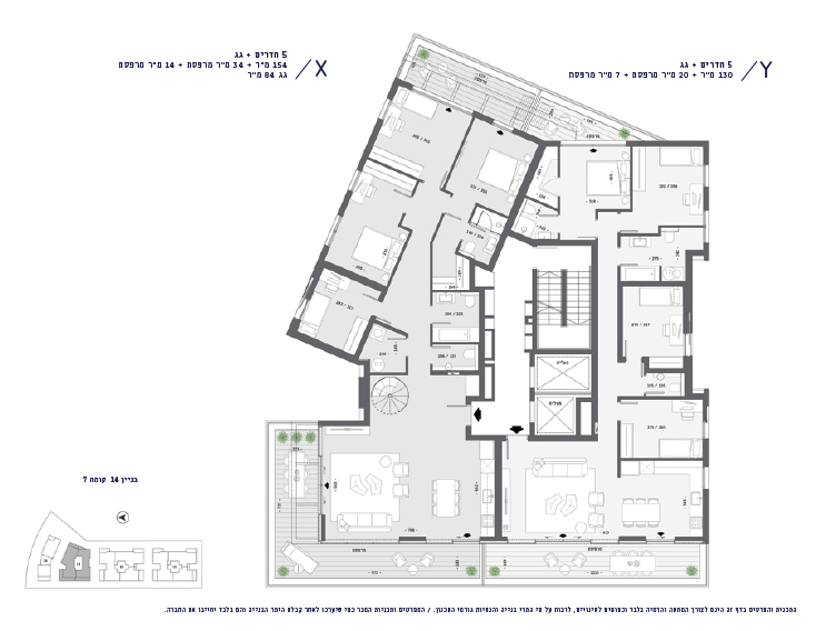 תכנית דירה - בניין 14, קומה 7